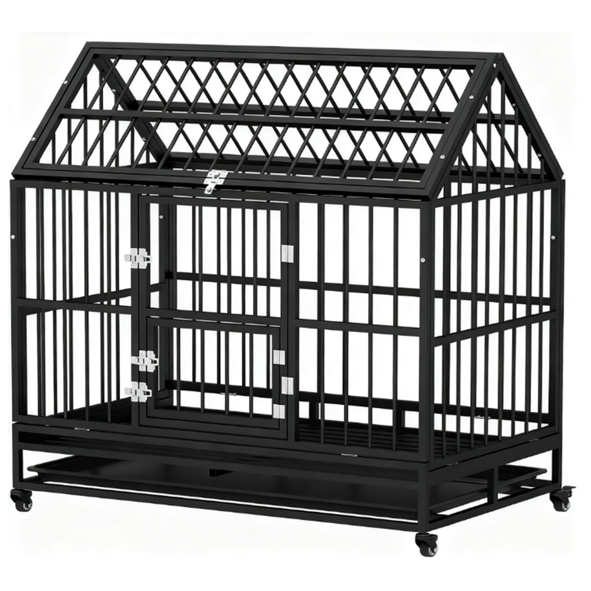 One Allium Way® Heavy Duty Dog Crate with 4 Lockable Wheels | Wayfair