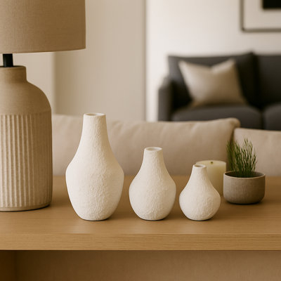 Vases de table en céramique texturée pour la décoration intérieure - Vases à fleurs modernes pour salon, bureau ou tablette