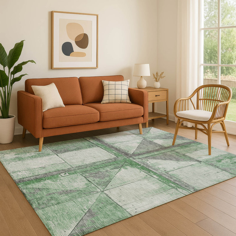 Tapis géométrique de qualité supérieure lavable à la machine Medena AMF1876, Rectangle 2 pi 6 po x 3 pi 10 po