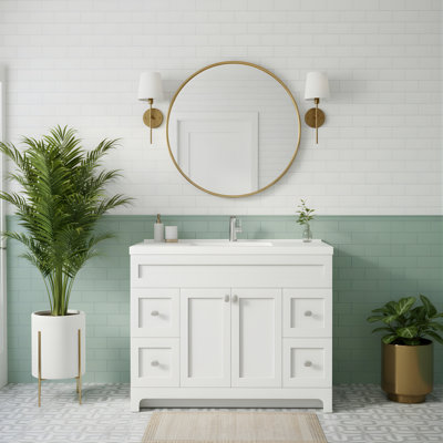 Meuble-lavabo autoportant avec plateau en marbre de culture et lavabo intégré Daisy