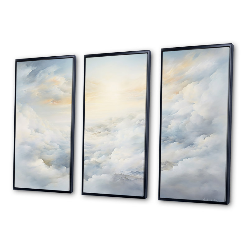 «Clouds Charm In Winter I», ensemble de reproduction d'art mural, Cadre flottant noir, H 28 po x l 36 po x P 1 po