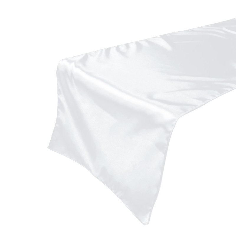 Karisha Rectangle Polyester Table Runnner, 120" x 12", White