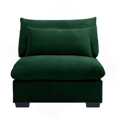 Canapé sans accoudoirs pour une combinaison flexible qui deviendra un canapé 2 places 3 places 4 places; Canapé sans accoudoirs avec tissu en velours côtelé délicat et doux, éponge à haute résilience et coussin de taille, vert