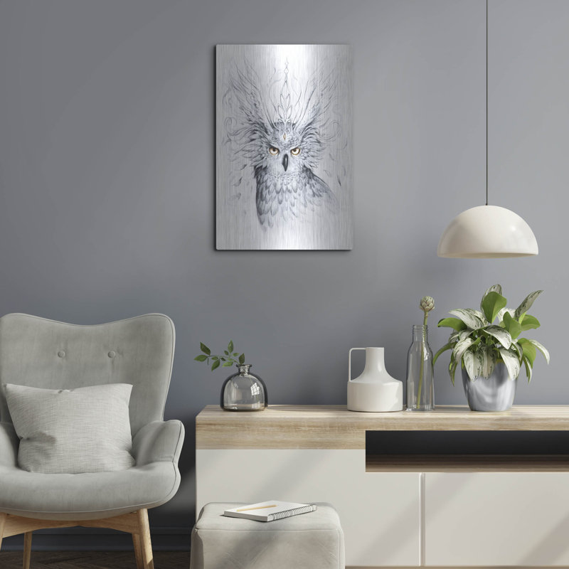 Millwood Pines «Owl» par JoJoesArt, art mural en métal, 12 po x 16 po, H 24 po x l 16 po