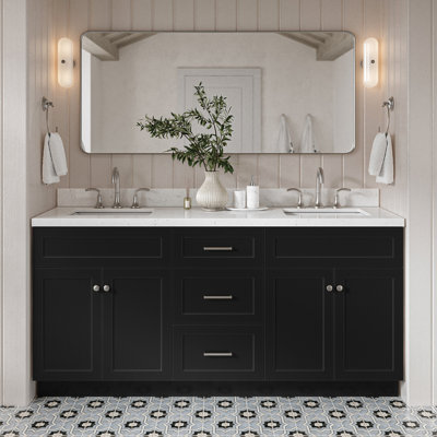 Hamlet 72.25'' Bathroom Vanity with Carrara Quartz Top