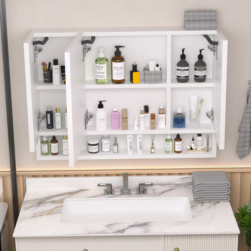 Armoires de salle de bain modernes de 39 po x 28 po, armoires à pharmacie avec miroirs et lumières DEL modernes