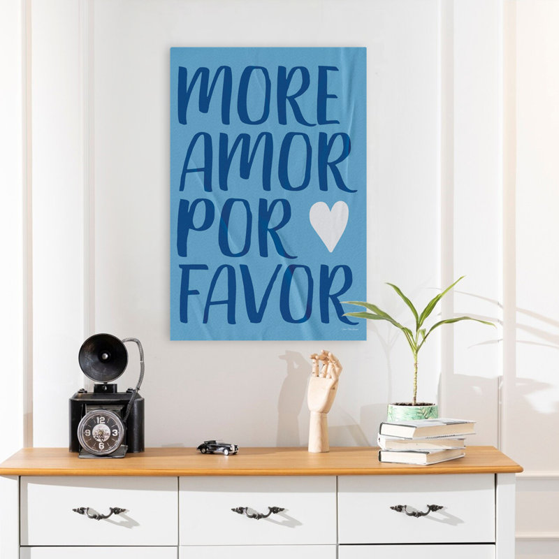 More Amor Por Favor - Citation de typographie moderne, art textuel espagnol, H 24 po x l 16 po