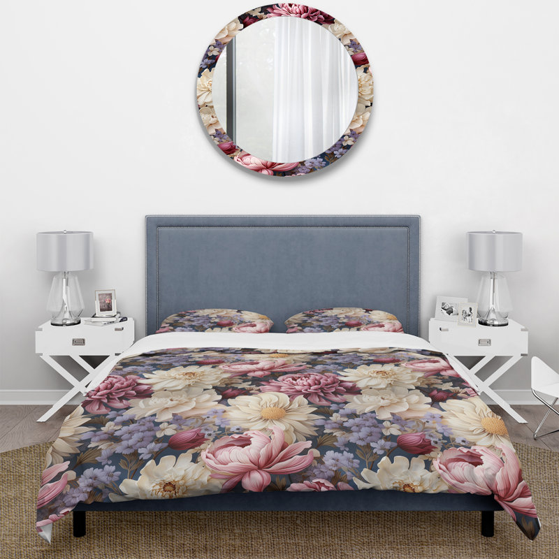 Ensemble de housse de couette Renaissance Opulence Magnolias, Housse de couette pour grand lit et 2 taies décor