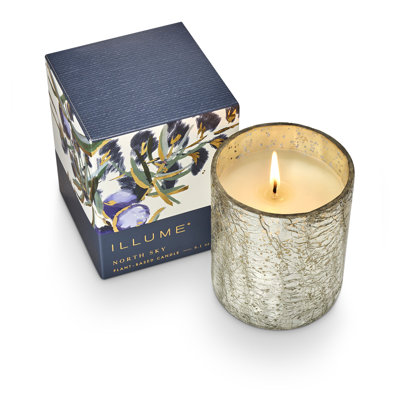 Small Boxed Crackle Glass Candle, North Sky