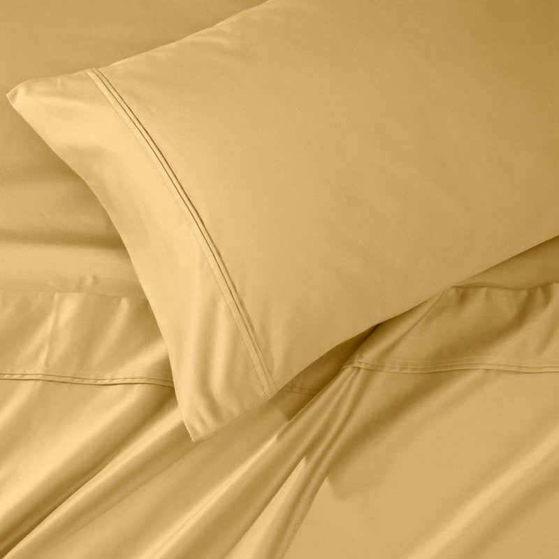 Blue Nile Mills 1200 Thread Count 100% Egyptian Cotton Deep Pocket Sheet Set, Gold, Full