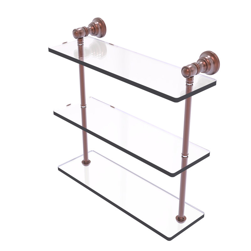 Freyja 3 Piece Glass with Towel Bar, 16" H x 16" W x 5.54" D, Antique Copper
