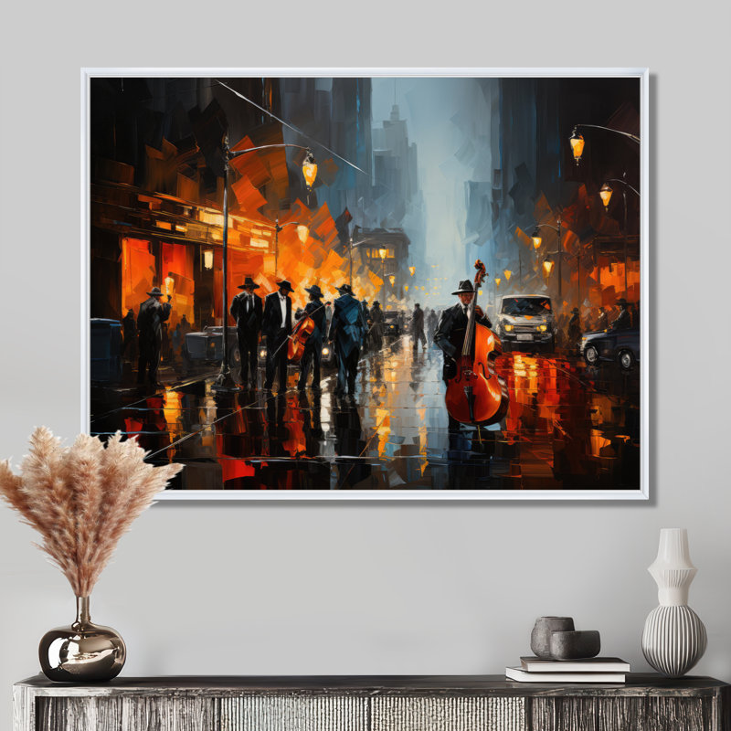 Jazz afro-américain Harlem City - impressions sur toile, art mural Harlem Jazz, H 30 po x l 40 po, Blanc