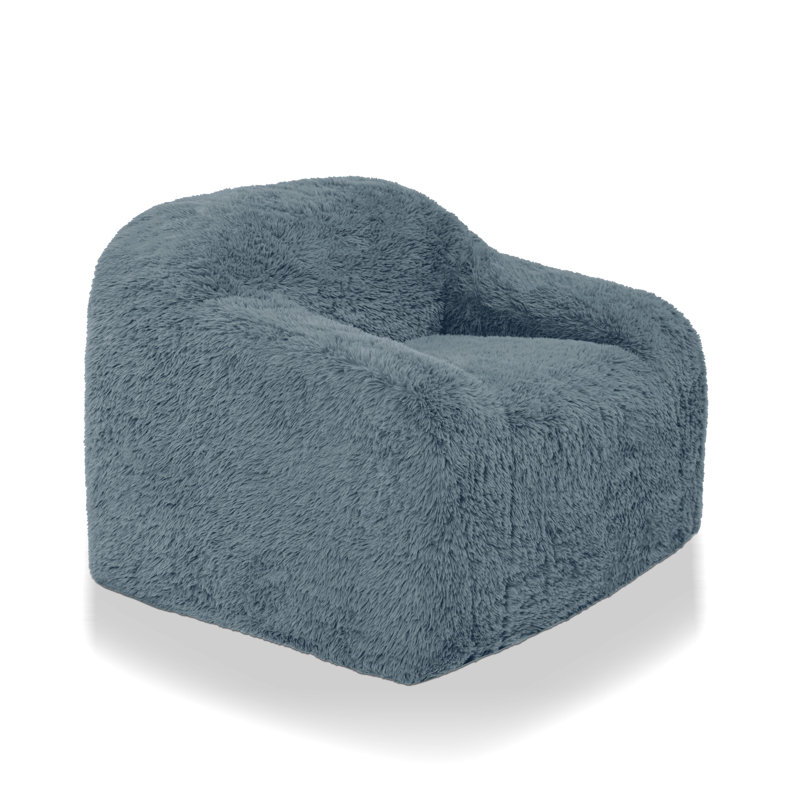 Minnie 41.7"W Low Back Upholstered Accent Chair, Dusty Blue