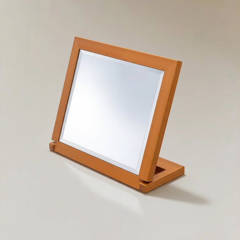 Miroir de table réglable en bois
