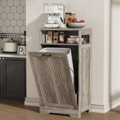 13-Gal Fluted Tilt-Out Trash Cabinet with Shelf