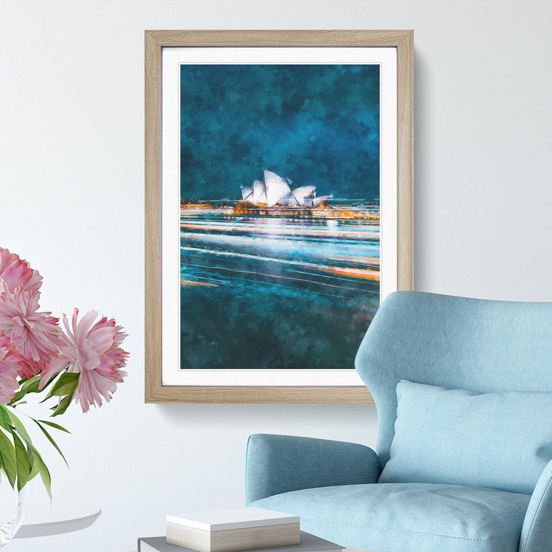 Sydney Opera House Lights - Framed Print, Oak Framed, 63cm H x 45cm W x 2cm D