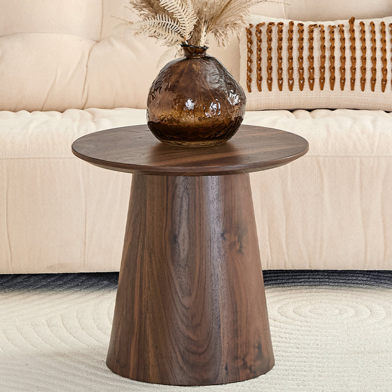 Round Coffee Table, Walnut, 18.8" H x 19.6" L x 19.6" W