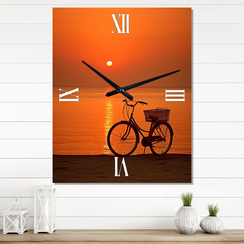 Sunset Spin I - Bicycle Modern Wall Clock, Large