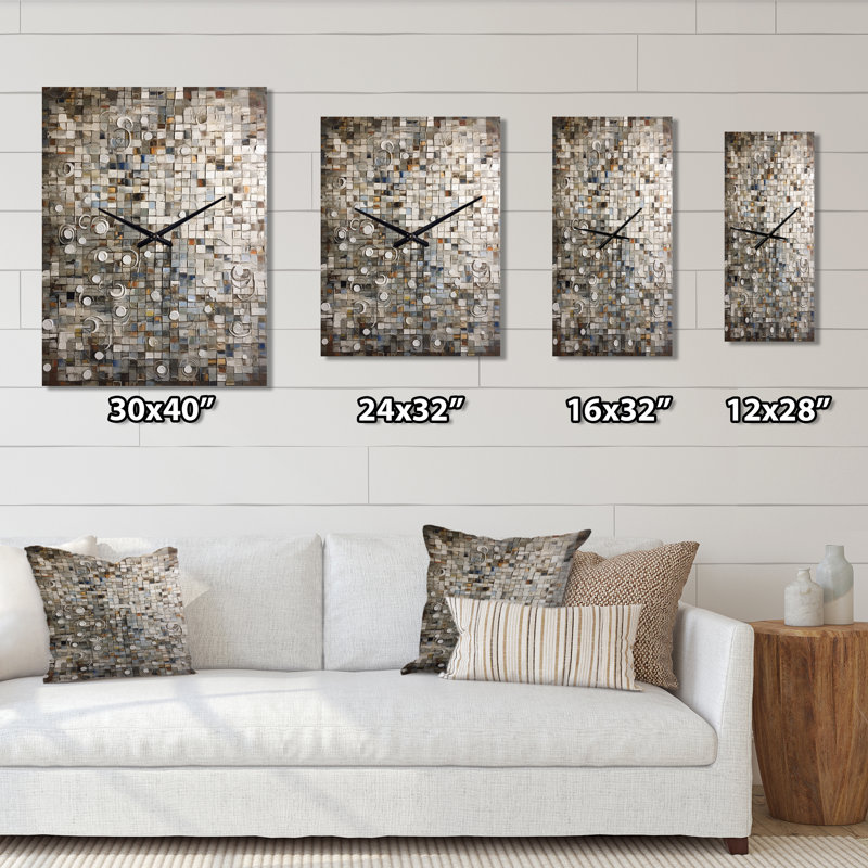 Jaleny - Horloge murale mosaïque surdimensionnée Boho, H 40 po x l 30 po