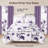 9-Piece Lavender Floral Quilted Bedspread and Curtain Set with 6 Independent Light-Filtering Panels-136866067