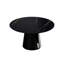 Table de salle à manger moderne 53,15 po en pierre artificielle ronde en acier au carbone noir pouvant accueillir 6 personnes avec 6 chaises
