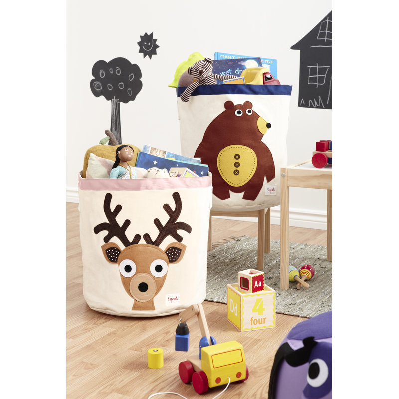 3 Sprouts - Canvas Storage Bin - Laundry and Toy Basket for Baby and Kids - Deer