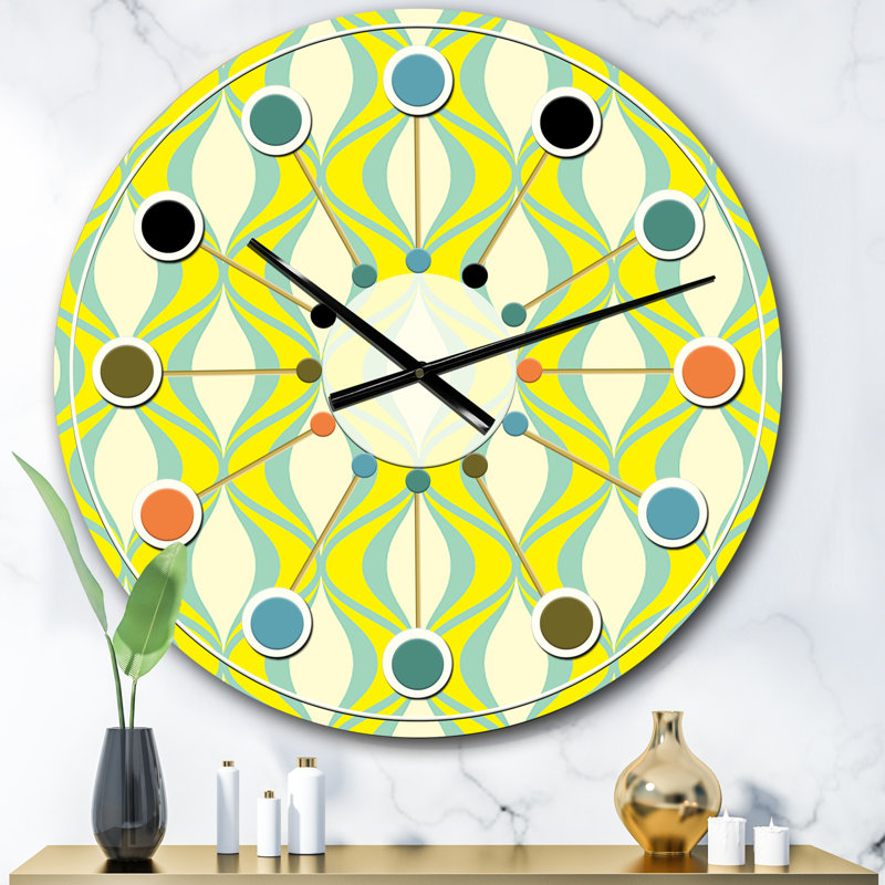 Horloge murale abstraite à motif géométrique rétro III - Mid-Century, Surdimensionné