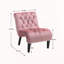 Chaise rembourrée en tissu avec boutons et pieds en bois-951961636