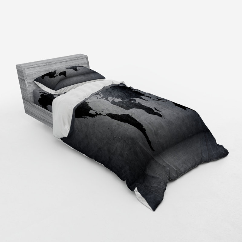 Ensemble de housse de couette éclectique en microfibre noire, Housse de couette simple + 6 pièces supplémentai