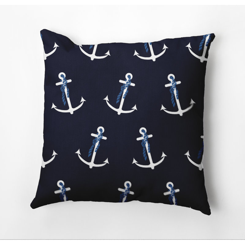 Nautical Nights Whimsy Throw Pillow, 18"x18", Navy Blue