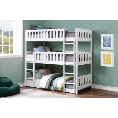 Georgenne 3-3_Philipa White Transitional Triple Twin Bunkbed