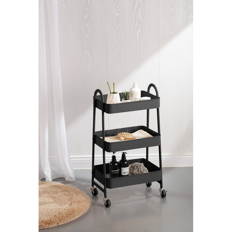 Alvontae Bar Cart, Black, Black