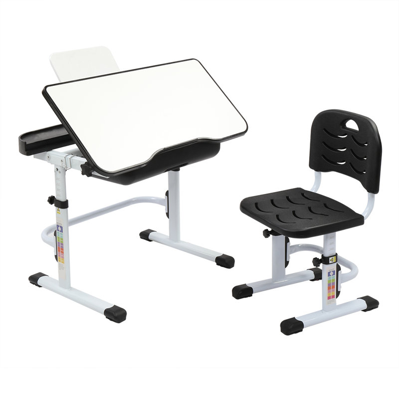 Ensemble de bureau d'écriture et de chaise pour enfants 27,56 po Lydney, Noir