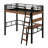 Metal  Loft Bed With Built-In Desk, Storage Shelf And Ladder, Space-Saving Design-1892645323
