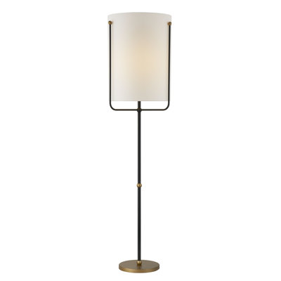 Pilar 69" Floor Lamp with Fabric Shade, Black/ Gold