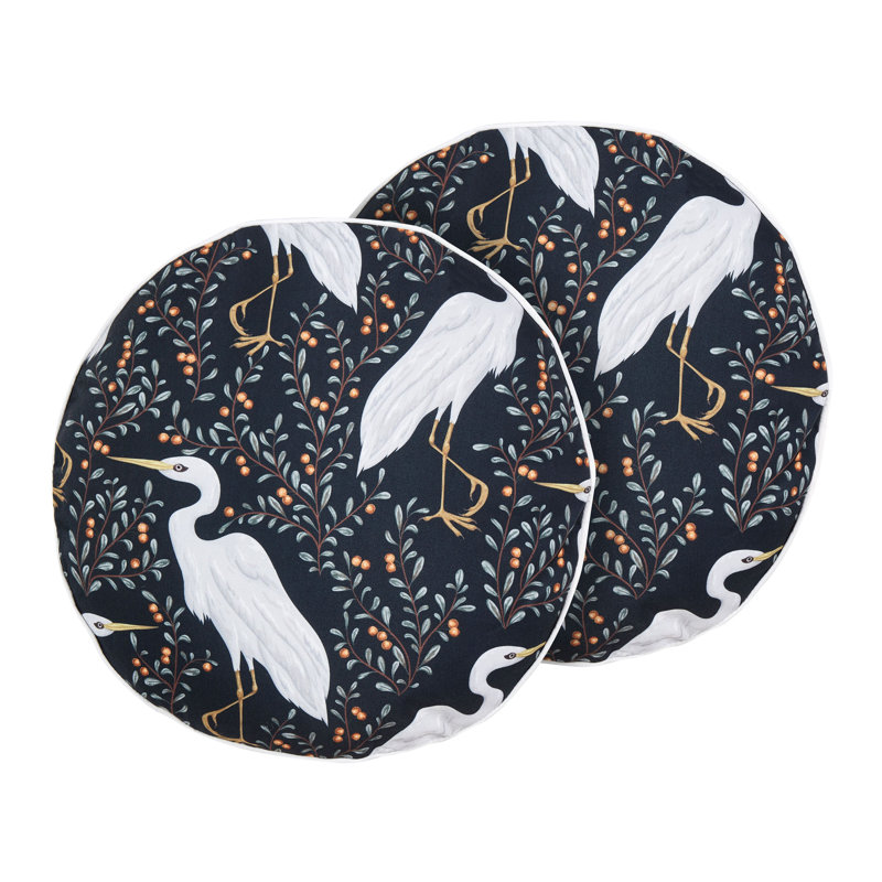 Almaan Pianazzo Indoor / Outdoor Floral Black Circular Scatter Cushion With Filling