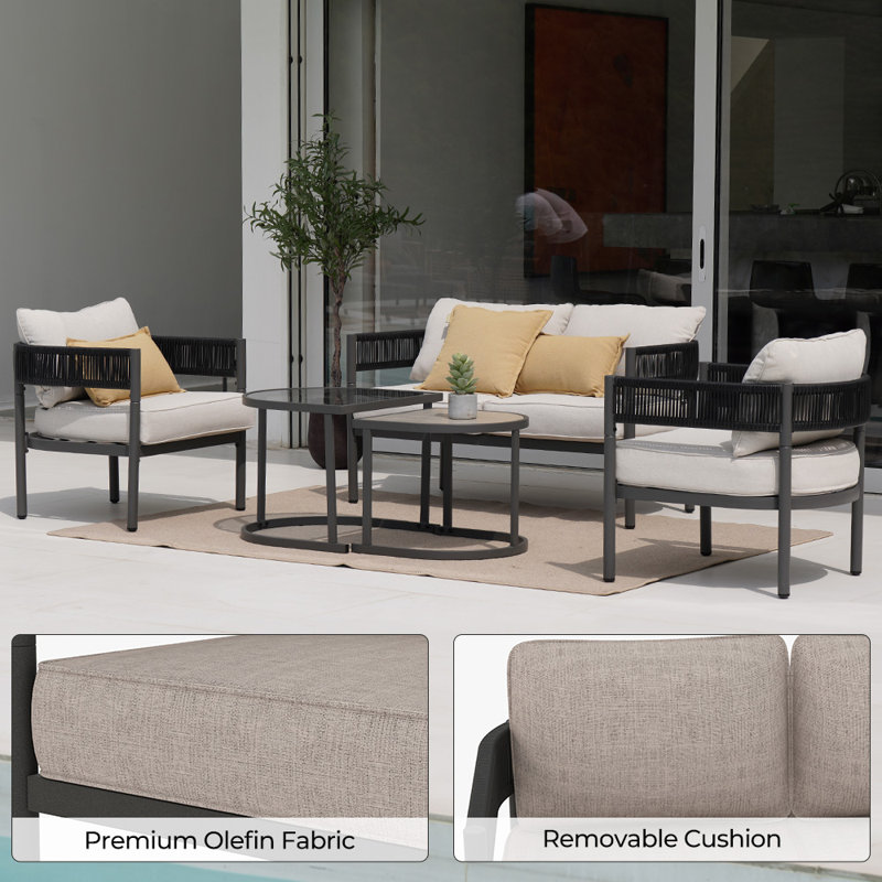 128 cm W Metal Loveseat with Cushions