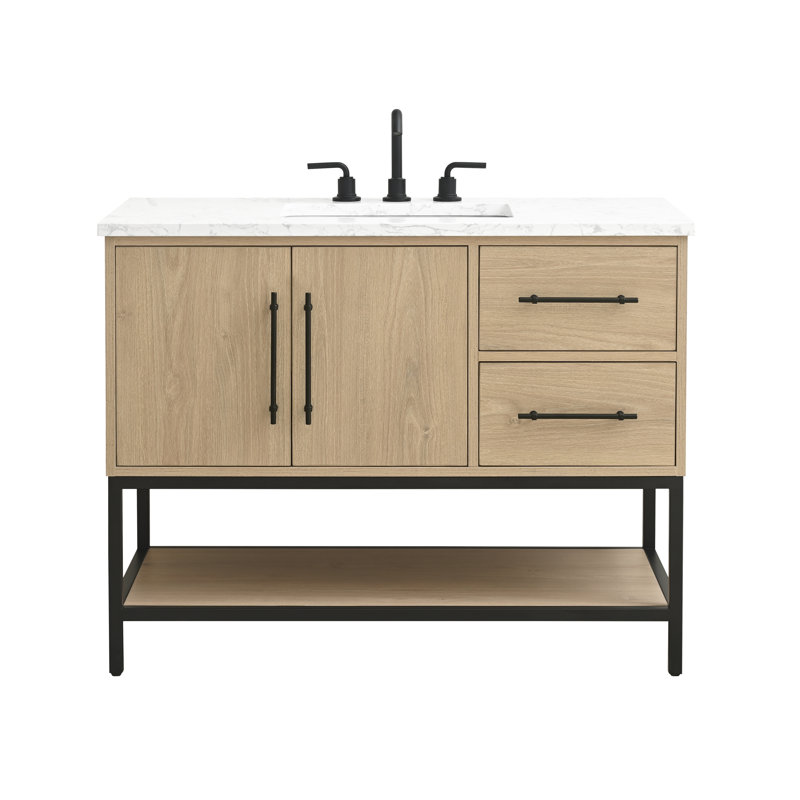Cherita 42" Single Bathroom Vanity With Engineered Stone Top