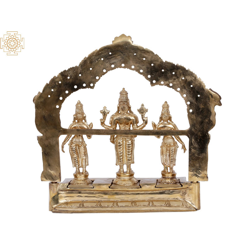 Statue de lord Perumal avec Sridevi et Bhudevi