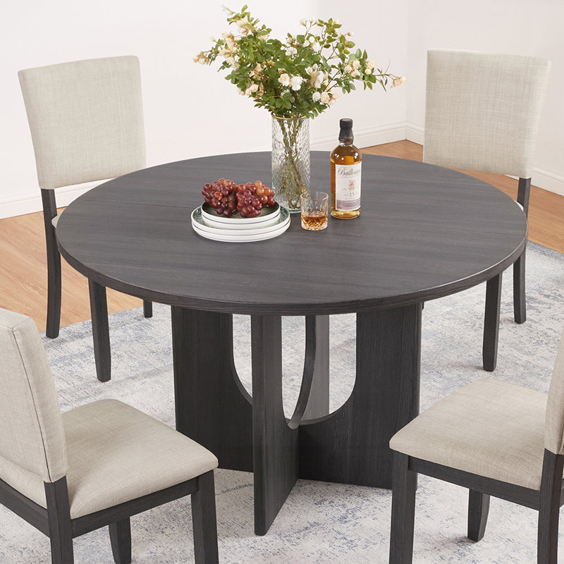 Modern Round Dining Table for 4, Farmhouse Style, Smooth Edges, Water-Resistant, Scratch-Proof, and Easy to Assemble