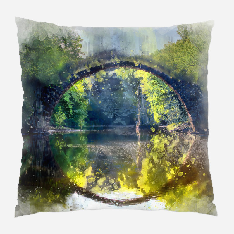 Coussin décoratif aquarelle Amezquita, Microsuède, Intérieur