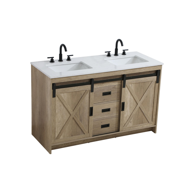 Meuble-lavabo double Boden, Chêne naturel