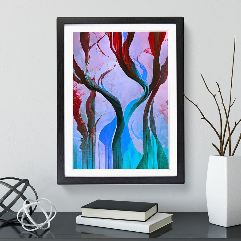 Branches Of A Tree No.1 - Painting, 66cm H x 48cm W x 2cm D, Black Framed, White