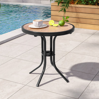 Table d'appoint ronde pour patio avec cadre thermolaqué pour l'extérieur