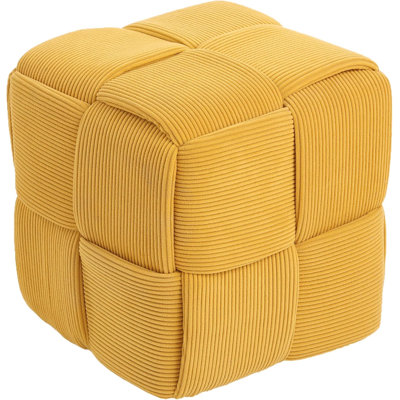 Tabouret carré en velours côtelé