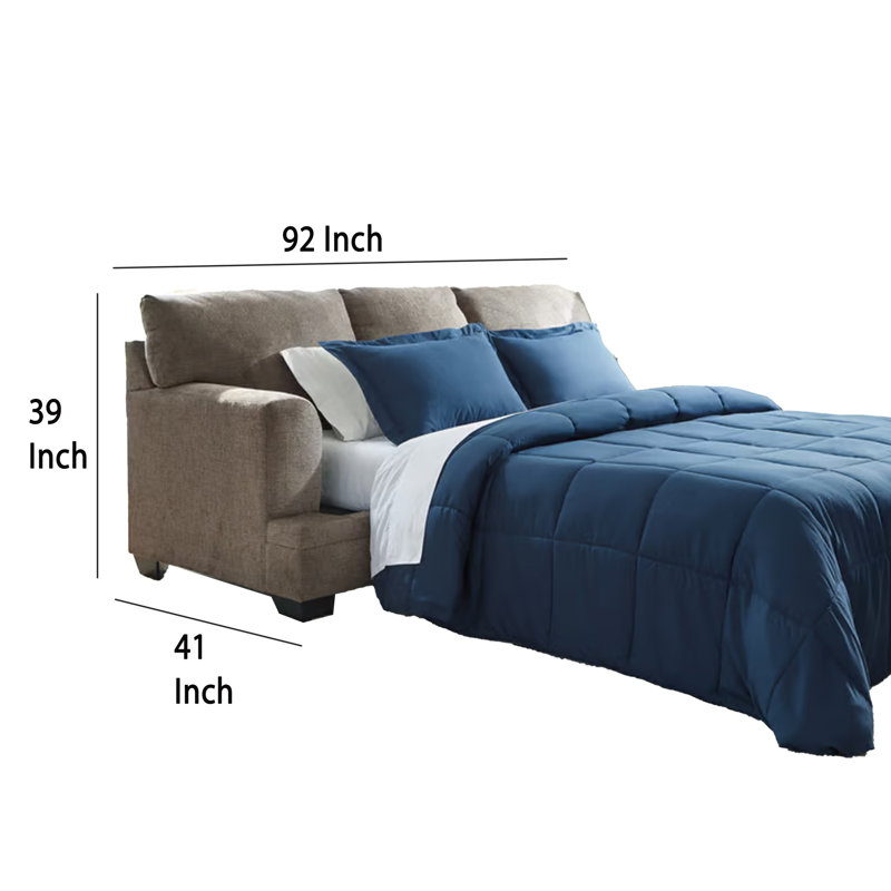 Grand canapé-lit Ead, 4 coussins décoratifs, polyester muscade, Brun