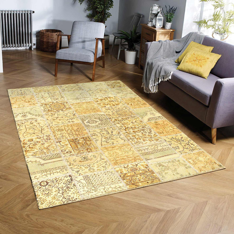 Canvello Handmade Beige Turkish Patch Work - 5'11'' X 8'11''