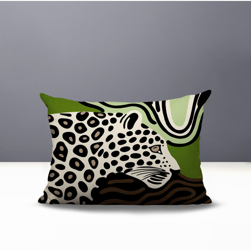 Shiel Leopard Reversible Indoor/Outdoor Rectangle Pillow, Chartreuse, Rectangle 18"H x 25"W
