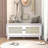 Rattan Entryway Bench With Storage, Cushioned Shoe Bench With Double Doors, Wooden Shoe Organizer Bench For Entryway And Hallway-74691273