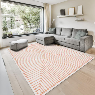 Claros - Indoor, Machine Washable Area Rug - 6'x9' Orange Beige Home Carpet